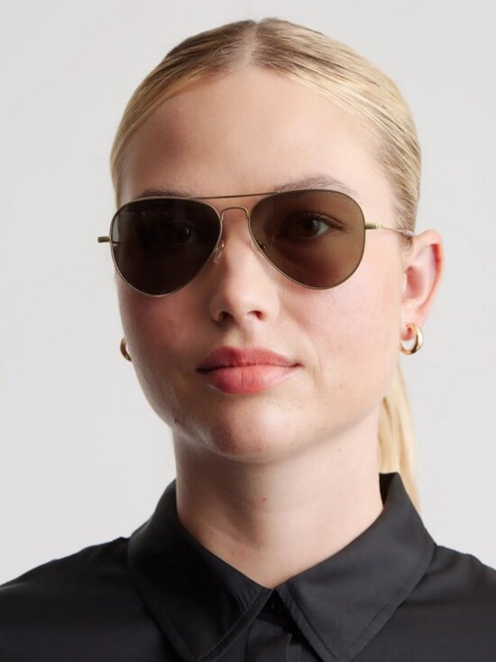 New! Quince Halston Polarized Stainless Steel Aviator Sunglasses Gold Green Lens main image 5